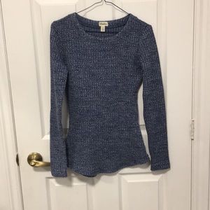 Blue waffle knit long sleeve top